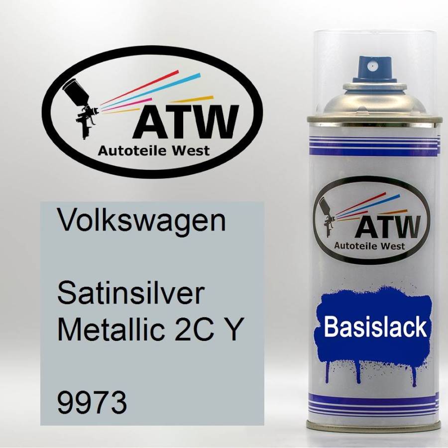 Volkswagen, Satinsilver Metallic 2C Y, 9973: 400ml Sprühdose, von ATW Autoteile West.